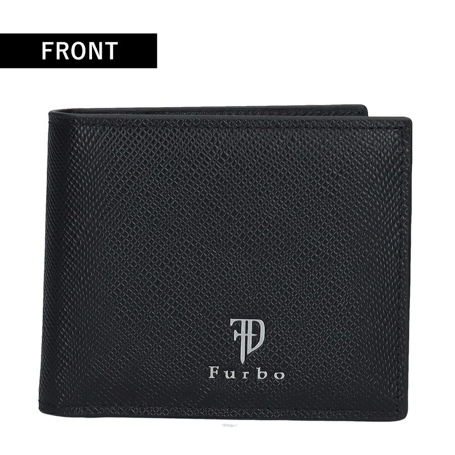 フルボ 二つ折り財布 メンズ レディース ブランド Furbo 革 レザーウォレット 小銭入れあり FRB152 ブラック 財布 FRB152-BK