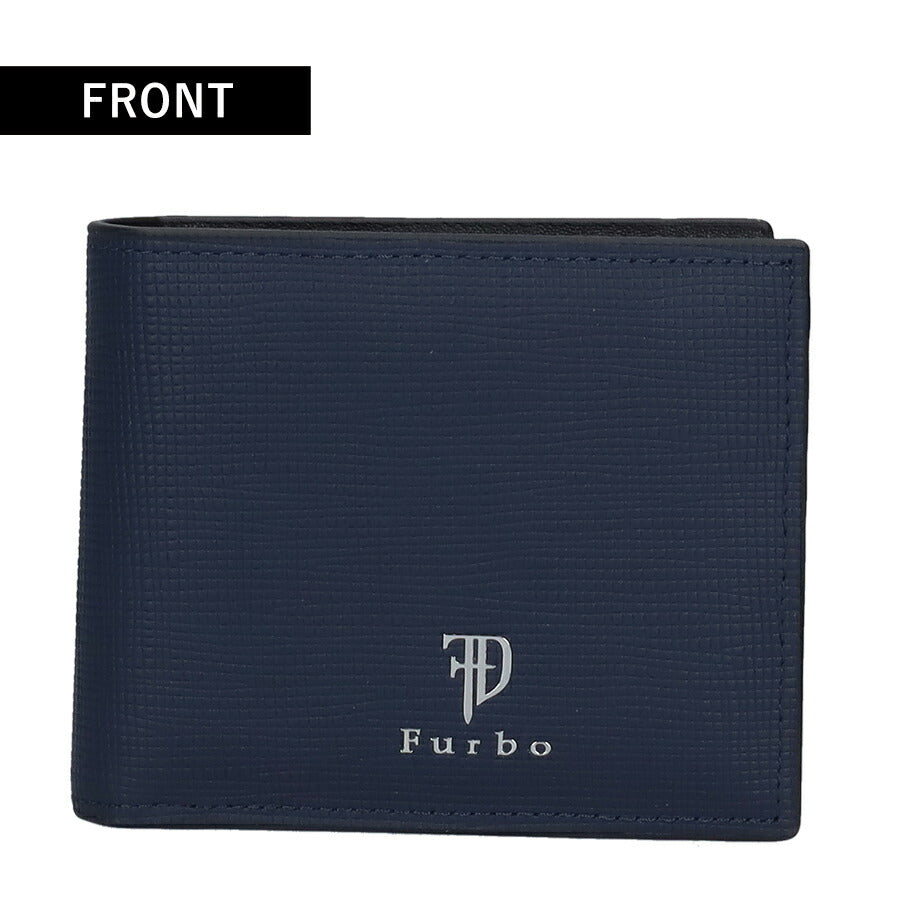 フルボ 二つ折り財布 メンズ レディース ブランド Furbo 革 レザーウォレット 小銭入れあり FRB152 ネイビー 財布 FRB152-NV