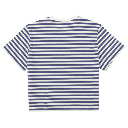 マリメッコ marimekko 091126 845 M ウニッコ ワンポイント ボーダー柄 クルーネック ドロップショルダー 半袖 Tシャツ Mサイズ 記念品 プレゼント ギフト FTMM00443L