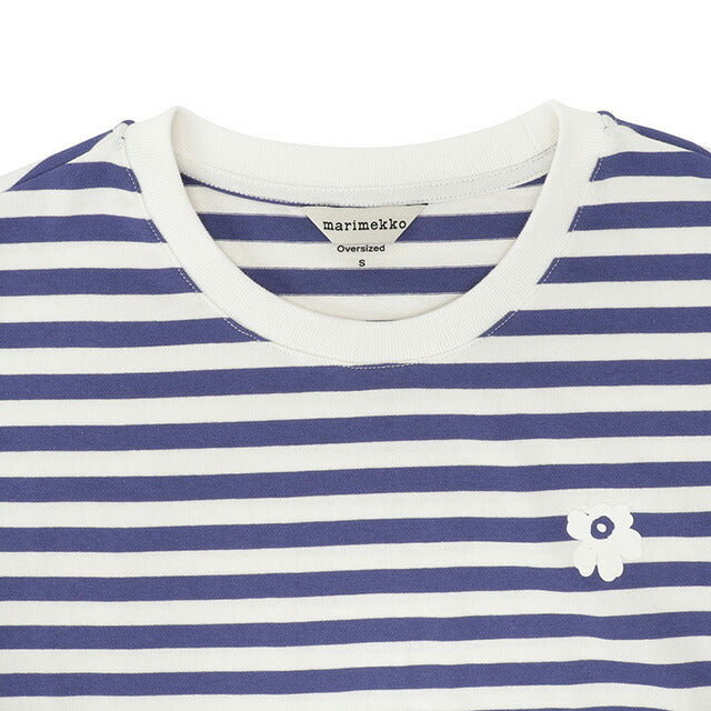 マリメッコ marimekko 091126 845 M ウニッコ ワンポイント ボーダー柄 クルーネック ドロップショルダー 半袖 Tシャツ Mサイズ 記念品 プレゼント ギフト FTMM00443L