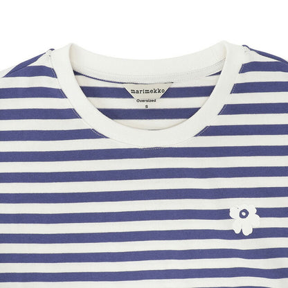 マリメッコ marimekko 091126 845 M ウニッコ ワンポイント ボーダー柄 クルーネック ドロップショルダー 半袖 Tシャツ Mサイズ 記念品 プレゼント ギフト FTMM00443L