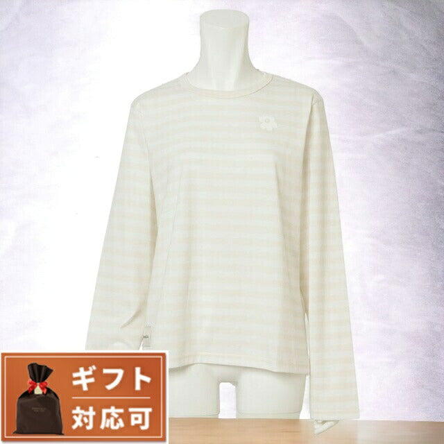 マリメッコ marimekko 091128 847 M ウニッコ ワンポイント ボーダー柄 クルーネック カットソー 長袖 Tシャツ Mサイズ オフホワイト×ホワイト 記念品 ギフト FTMM00459L