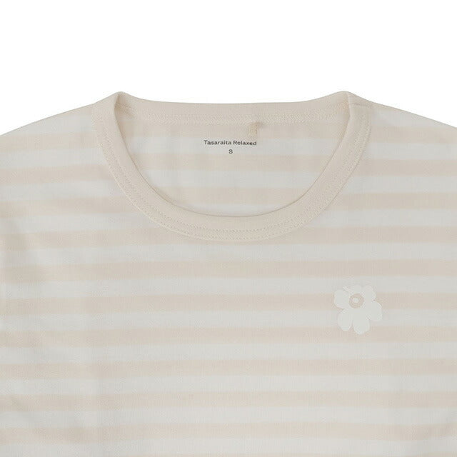 マリメッコ marimekko 091128 847 M ウニッコ ワンポイント ボーダー柄 クルーネック カットソー 長袖 Tシャツ Mサイズ オフホワイト×ホワイト 記念品 ギフト FTMM00459L