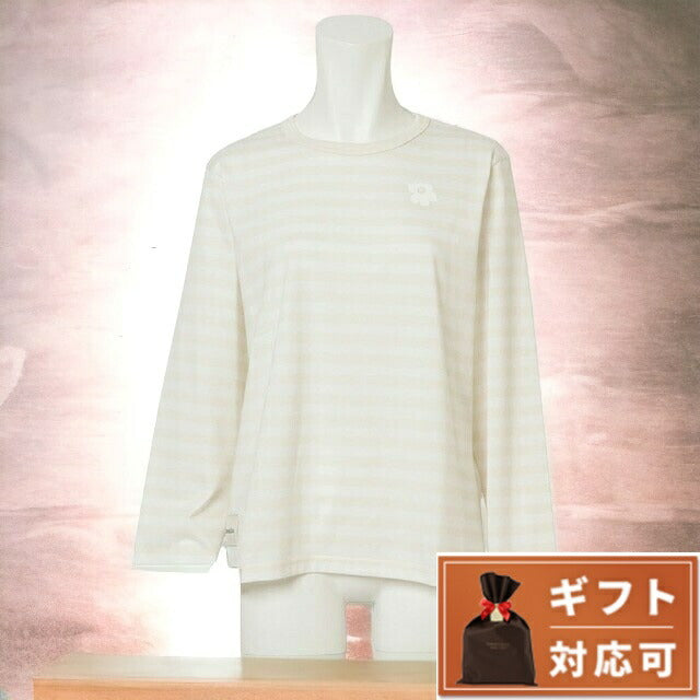 マリメッコ marimekko 091128 847 S ウニッコ ワンポイント ボーダー柄 クルーネック カットソー 長袖 Tシャツ Sサイズ オフホワイト×ホワイト 記念品 ギフト FTMM00461L