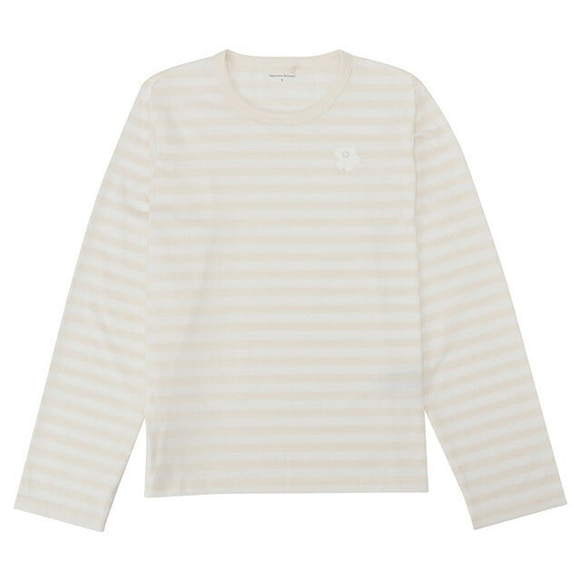マリメッコ marimekko 091128 847 S ウニッコ ワンポイント ボーダー柄 クルーネック カットソー 長袖 Tシャツ Sサイズ オフホワイト×ホワイト 記念品 ギフト FTMM00461L