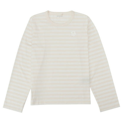 マリメッコ marimekko 091128 847 S ウニッコ ワンポイント ボーダー柄 クルーネック カットソー 長袖 Tシャツ Sサイズ オフホワイト×ホワイト 記念品 ギフト FTMM00461L