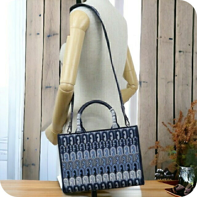 フルラ トートバッグ レディース ポリエステル コットン ビスコース レザー WB00299 TONI BLU DENIM ブルー系 マルチカラー バッグ FURWB00299011