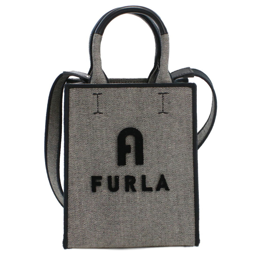フルラ ハンドバッグ レディース コットン レザー WB00831 GRIGIO+NERO グレー系 バッグ FURWB00831011