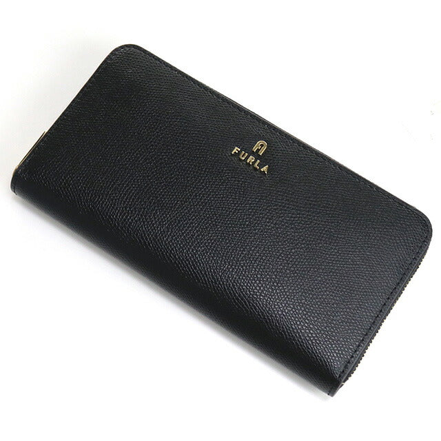 【美品】FURLA ブラック 長財布 ラウンドジップ サフィアーノ フルラ 長財布ラウンドファスナー レディース ブランド FURLA