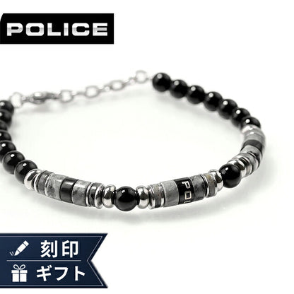 ポリス ブレスレット メンズ ブランド POLICE シリンドラ ストーン GB0083301 ブラック グレー アクセサリー GB0083301