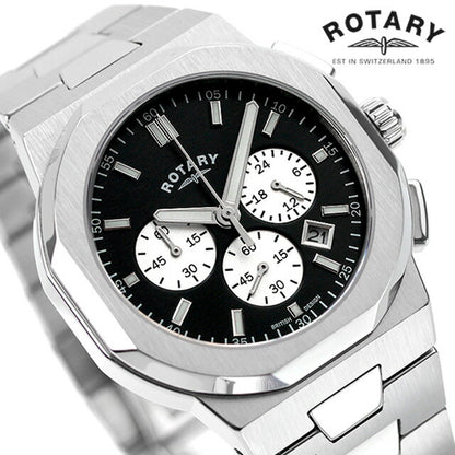 ロータリー リージェント クオーツ 腕時計 メンズ クロノグラフ ROTARY GB05450/65 サンレイブラック 黒 GB05450-65