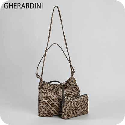 ゲラルディーニ ショルダーバッグ レディース ブランド GHERARDINI Italy GHB0210 TOFFE ブラウン/ダークブラウン 斜めがけ 高級 おしゃれ プレゼント 女性 実用的 かわいい