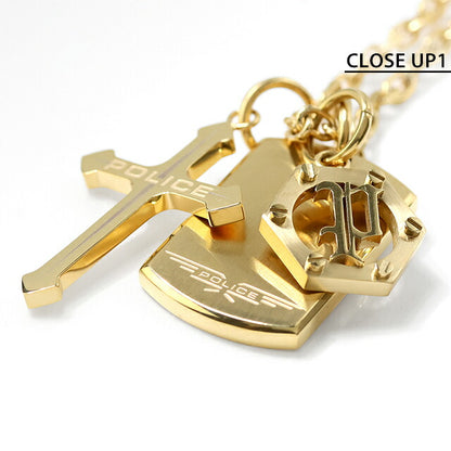 ポリス ネックレス メンズ ブランド POLICE TRIPLELOCK プレート 十字架 ヘキサゴン クロス GN0085401 ゴールド アクセサリー GN0085401