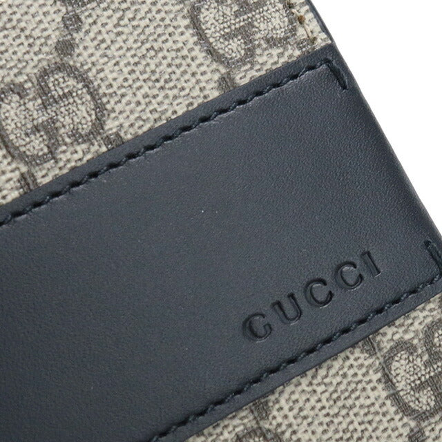 グッチ 二つ折り財布 メンズ ブランド GUCCI T.GG SUPREM SELLE PVC レザー イタリア 451240 ベージュ系 ブラック 財布 GUC451240011