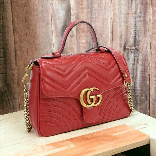 グッチ ハンドバッグ レディース LION TRAP CHEVRON GG レザー イタリア 498110 レッド系 バッグ GUC498110021