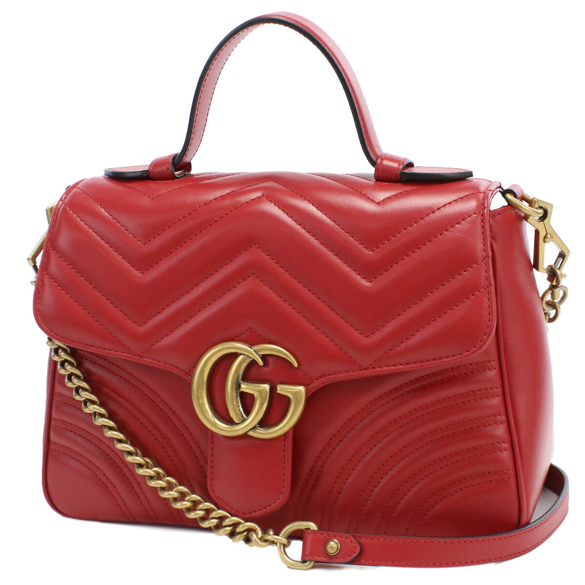 グッチ ハンドバッグ レディース LION TRAP CHEVRON GG レザー イタリア 498110 レッド系 バッグ GUC498110021