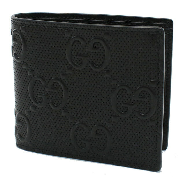 グッチ 二折財布小銭入付き メンズ ブランド GUCCI GG LEATHER イタリア 625555 ブラック 財布 GUC625555011
