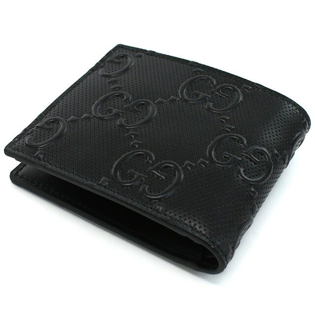グッチ 二折財布小銭入付き メンズ ブランド GUCCI GG LEATHER イタリア 625555 ブラック 財布 GUC625555011