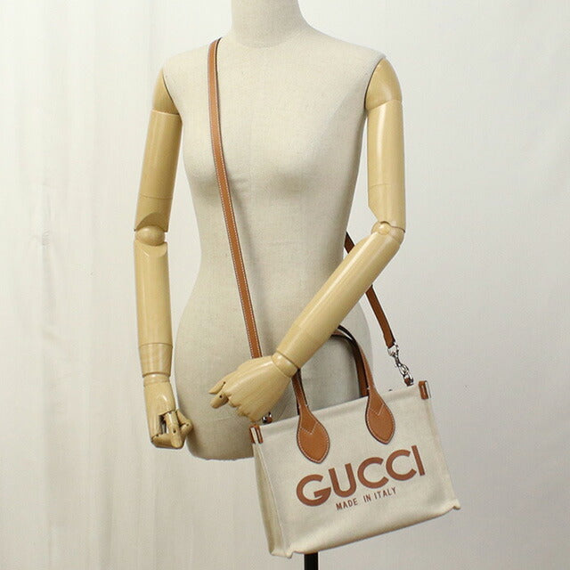 Gucci トートバッグ ベージュ/ブラック GUCCI トートバッグ ベージュ×ダークブラウン [並行輸入品] お値下げ