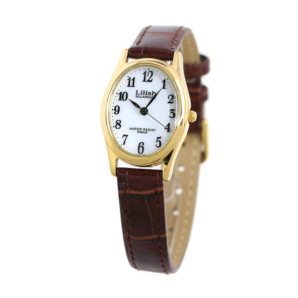 シチズン Q＆Q リリッシュ 24mm ソーラー レディース 腕時計 ブランド H053-104 CITIZEN キュー＆キュー シルバー×ブラウン プレゼント ギフト H053-104