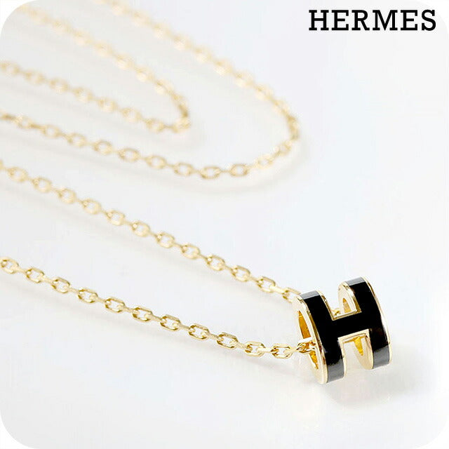 エルメス ネックレス レディース ブランド HERMES ミニポップH H147992F 03 ブラック ゴールド アクセサリー H147992F03