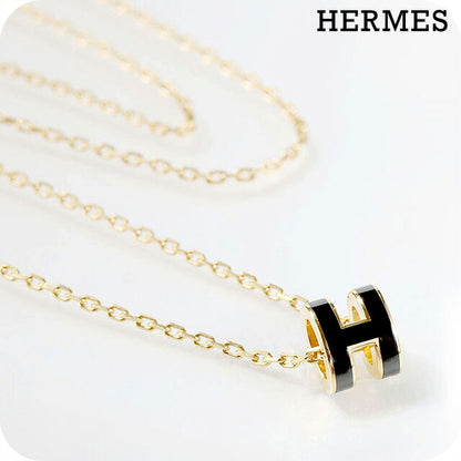 エルメス ネックレス レディース ブランド HERMES ミニポップH H147992F 03 ブラック ゴールド アクセサリー H147992F03