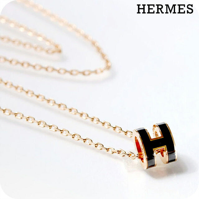 エルメス ネックレス レディース ブランド HERMES ミニポップH H147992FO03 ブラック ピンクゴールド アクセサリー H147992FO03