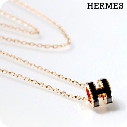 エルメス ネックレス レディース ブランド HERMES ミニポップH H147992FO03 ブラック ピンクゴールド アクセサリー H147992FO03
