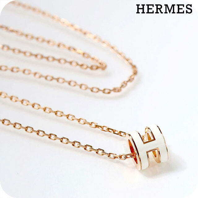 エルメス ネックレス レディース ブランド HERMES ミニポップH H147992FO49 ホワイト ピンクゴールド アクセサリー H147992FO49