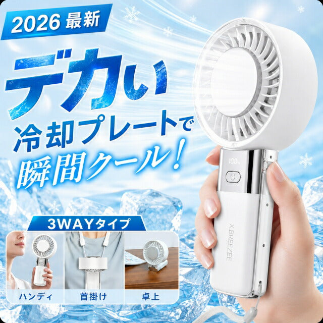 2026 Newest Handy Fan Cooling Plate Wide Head BIG Large Air Volume Strong Wind 100 Levels Quiet 3WAY 3600mAh Type-C USB Charging Handy Fan Handheld Tabletop Neck Hanging HDL-2116 HDL-2116