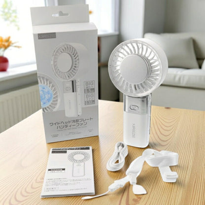 2026 Newest Handy Fan Cooling Plate Wide Head BIG Large Air Volume Strong Wind 100 Levels Quiet 3WAY 3600mAh Type-C USB Charging Handy Fan Handheld Tabletop Neck Hanging HDL-2116 HDL-2116