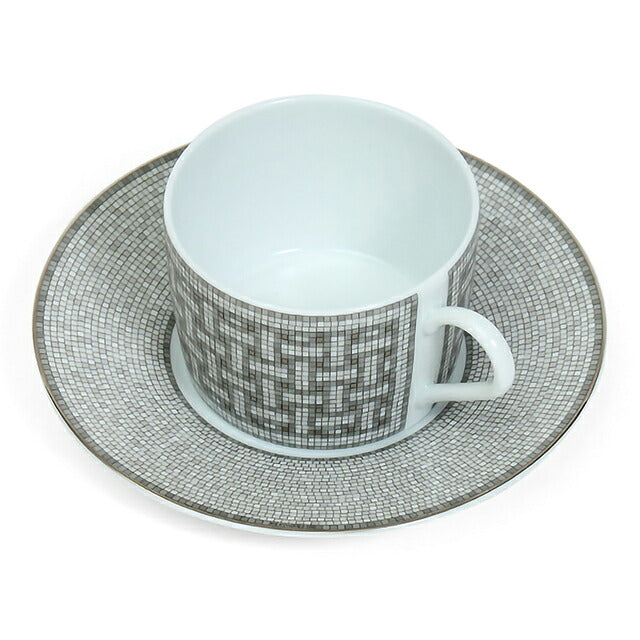 爱马仕茶杯碟品牌 HERMES Mosaique au 24（马赛克）茶 C/S 一对 35016 灰色 HER35016011