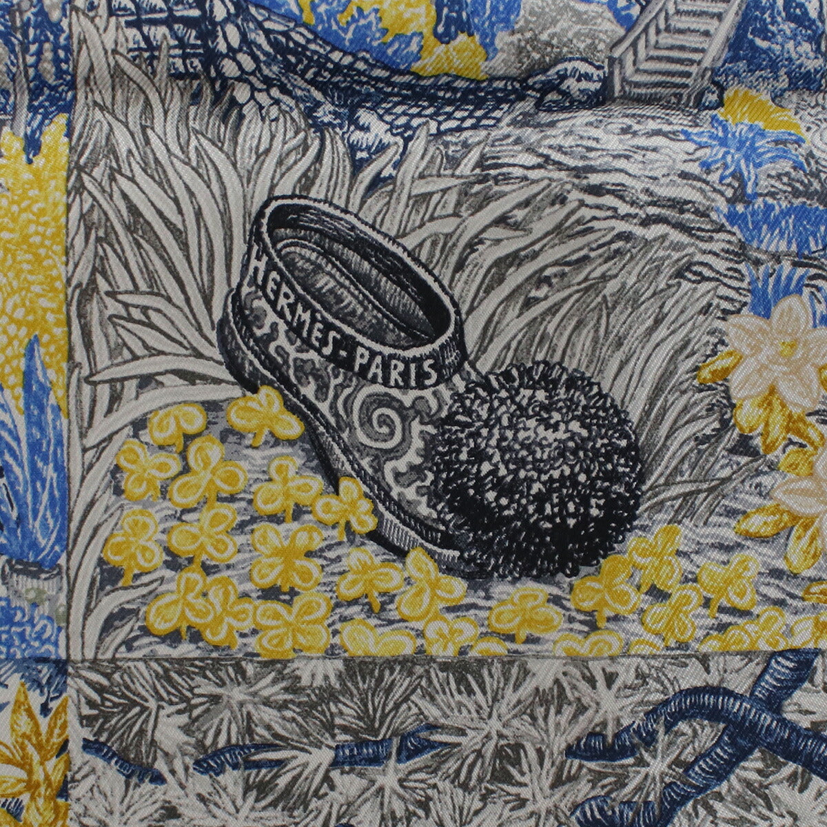 エルメス スカーフ レディース シルク100% フランス CARRE TWILL ブルー系 マルチカラー 小物 HERCARRETWILL251