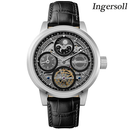インガソール ザ アーク 自動巻き 腕時計 ブランド メンズ ムーンフェイズ オープンハート INGERSOLL I16001 アナログ ブラック スケルトン 黒 I16001