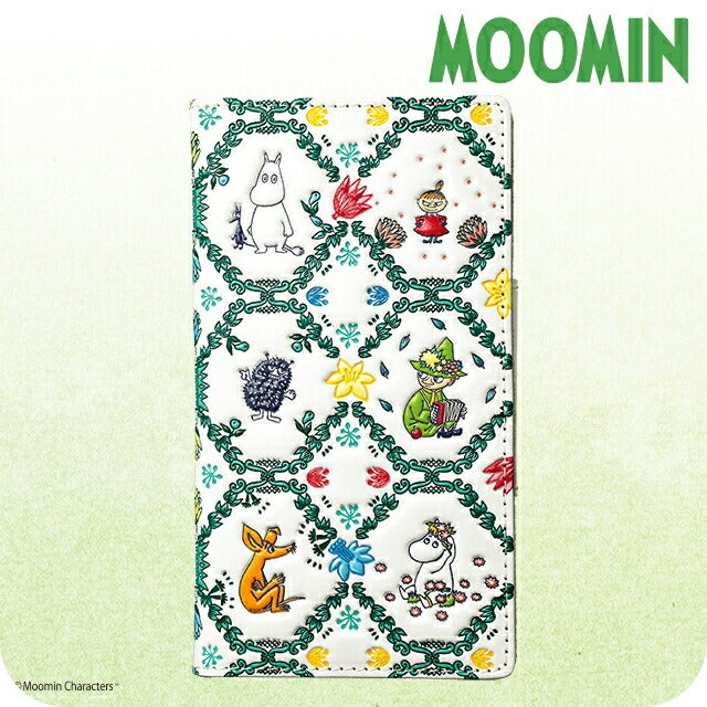 スマホケース レディース ブランド ムーミン谷の仲間たち 浅草文庫(R) 牛革製スマホケース (姫路産白革) 合成皮革(内装) 日本製 IEI-50845