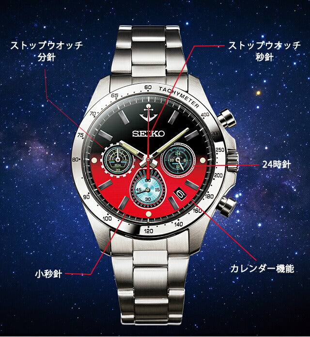 宇宙戦艦ヤマト 生誕50周年 セイコー コラボウオッチ クオーツ 電池式 腕時計 ブランド メンズ 数量限定 クロノグラフ 51424 多針アナログ