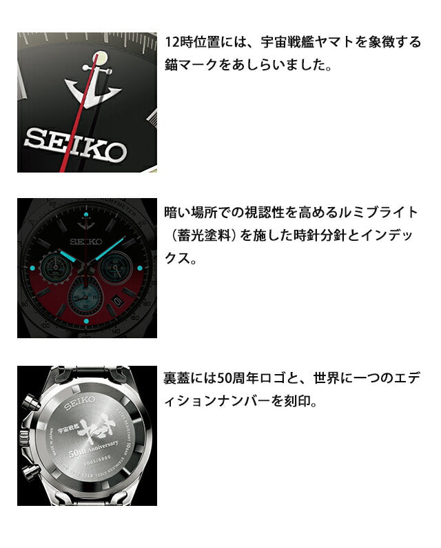 宇宙戦艦ヤマト 生誕50周年 セイコー コラボウオッチ クオーツ 電池式