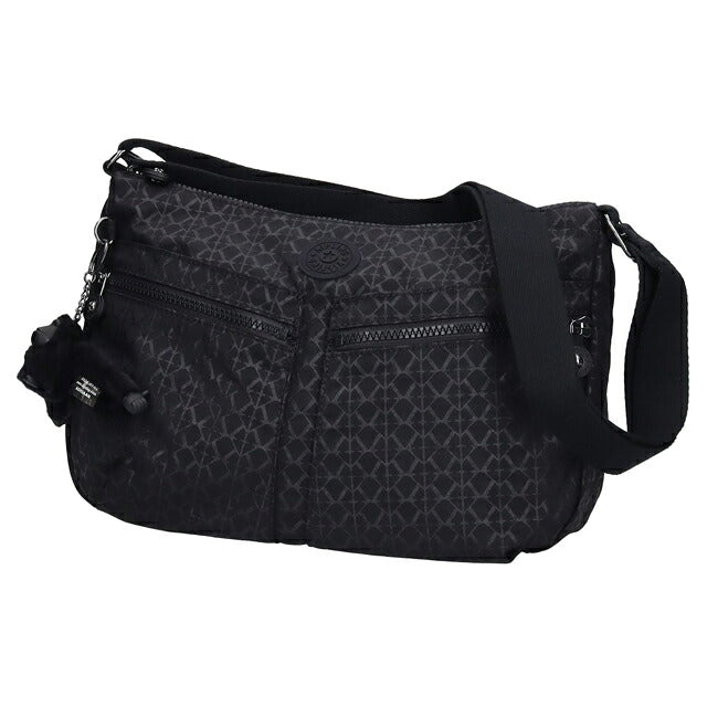 キプリング ショルダーバッグ レディース ブランド Kipling イゼラ ロゴ ワンポイント 総柄 K12592-K59 Signature Emb 黒 K12592-K59