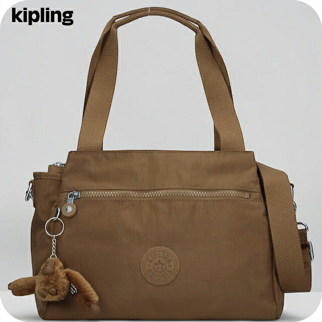 キプリング ハンドバッグ レディース ブランド Kipling エリシア ロゴ ワンポイント 無地 2WAY K43791-1NA Smooth Khaki K43791-1NA