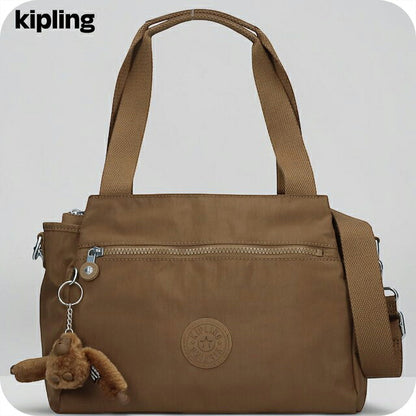キプリング ハンドバッグ レディース ブランド Kipling エリシア ロゴ ワンポイント 無地 2WAY K43791-1NA Smooth Khaki K43791-1NA