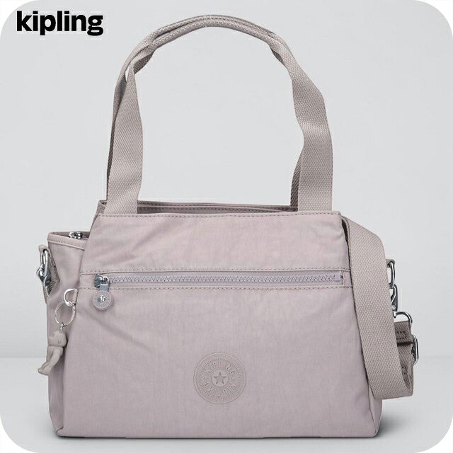 キプリング ハンドバッグ レディース ブランド Kipling エリシア ロゴ ワンポイント 無地 2WAY K43791-89L Grey Gris グレー K43791-89L
