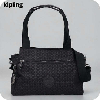 キプリング ハンドバッグ レディース ブランド Kipling エリシア ロゴ ワンポイント 総柄 2WAY K43793-K59 Signature Emb 黒 K43793-K59