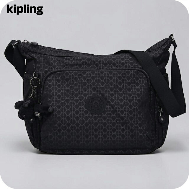 キプリング ショルダーバッグ レディース ブランド Kipling ガブ ロゴ ワンポイント 総柄 KI3945-K59 Signature Emb 黒 KI3945-K59