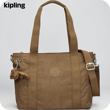 キプリング トートバッグ レディース ブランド Kipling アッセーニ S ロゴ ワンポイント 無地 2WAY KI4400-1NA Smooth Khaki KI4400-1NA