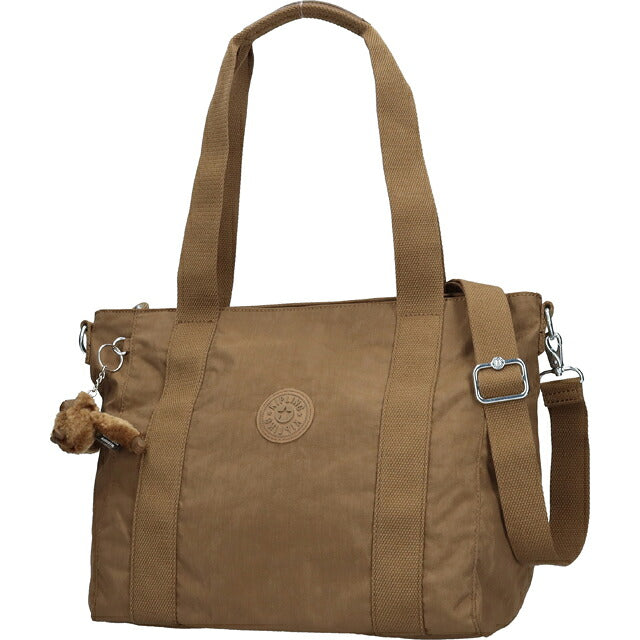 キプリング トートバッグ レディース ブランド Kipling アッセーニ S ロゴ ワンポイント 無地 2WAY KI4400-1NA Smooth Khaki KI4400-1NA