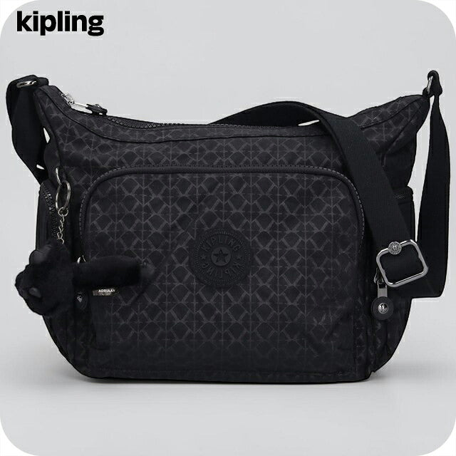 キプリング ショルダーバッグ レディース ブランド Kipling ガブ S ロゴ ワンポイント 総柄 KI4611-K59 Signature Emb 黒 KI4611-K59