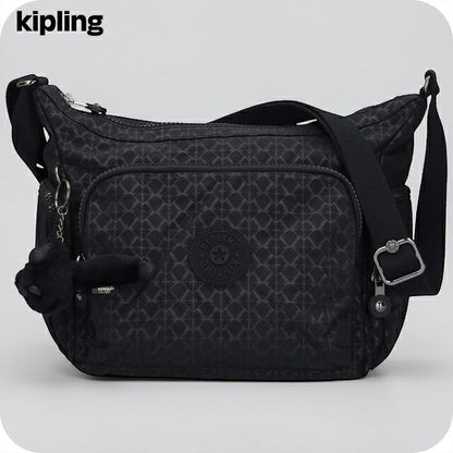 キプリング ショルダーバッグ レディース ブランド Kipling ガブ S ロゴ ワンポイント 総柄 KI4611-K59 Signature Emb 黒 KI4611-K59