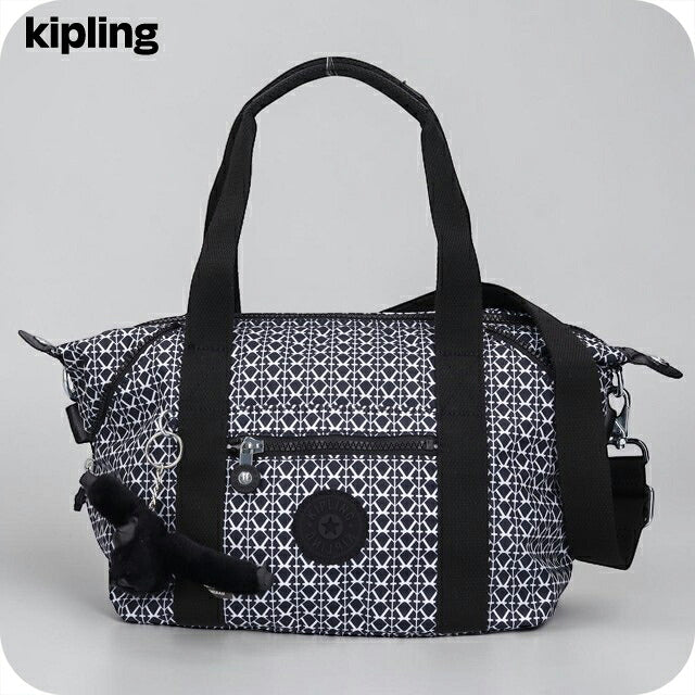 キプリング ボストンバッグ レディース ブランド Kipling アート ミニ ミニボストンバッグ 2WAY KI5656-DD2 Signature Print 黒 KI5656-DD2