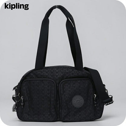 キプリング ボストンバッグ レディース ブランド Kipling クールデフィア ロゴ ワンポイント 総柄 2WAY KI6017-K59 Signature Emb 黒 KI6017-K59