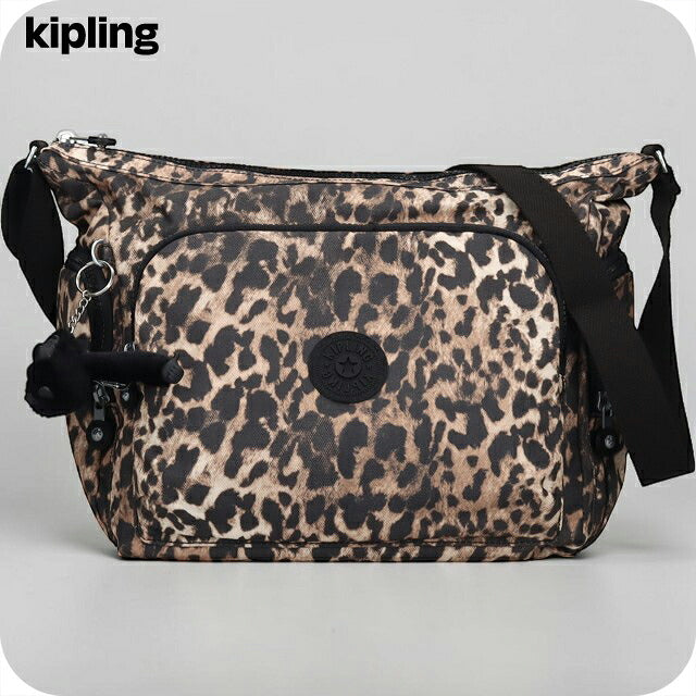 キプリング ショルダーバッグ レディース ブランド Kipling ガブ ロゴ ワンポイント 総柄 ヒョウ・レオパード フリンジ KI6525-6JP Wild Leopard KI6525-6JP